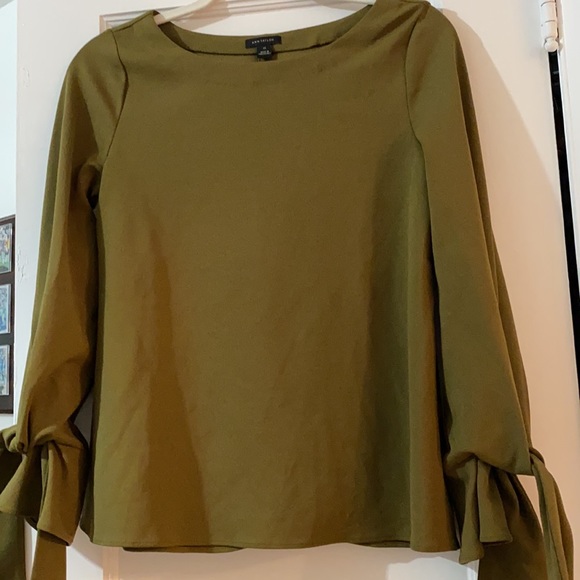 Ann Taylor Olive Green Blouse w/ Tie Sleeves - XS - Picture 6 of 7